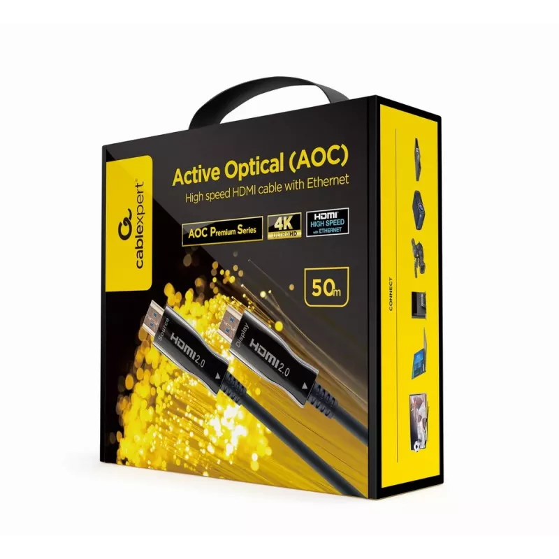 HDMI-kaabel Gembird CCBP-HDMI-AOC-50M-02 50 m, HDMI Type A, HDMI 2.0, 18 Gbit/s, must
