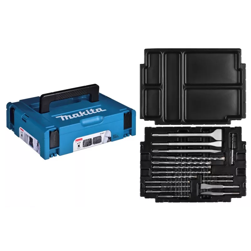 MAKITA PUURITERADE KOMPLEKT SDS + MEISLID 17tk. MAKPAC KOHVRIS