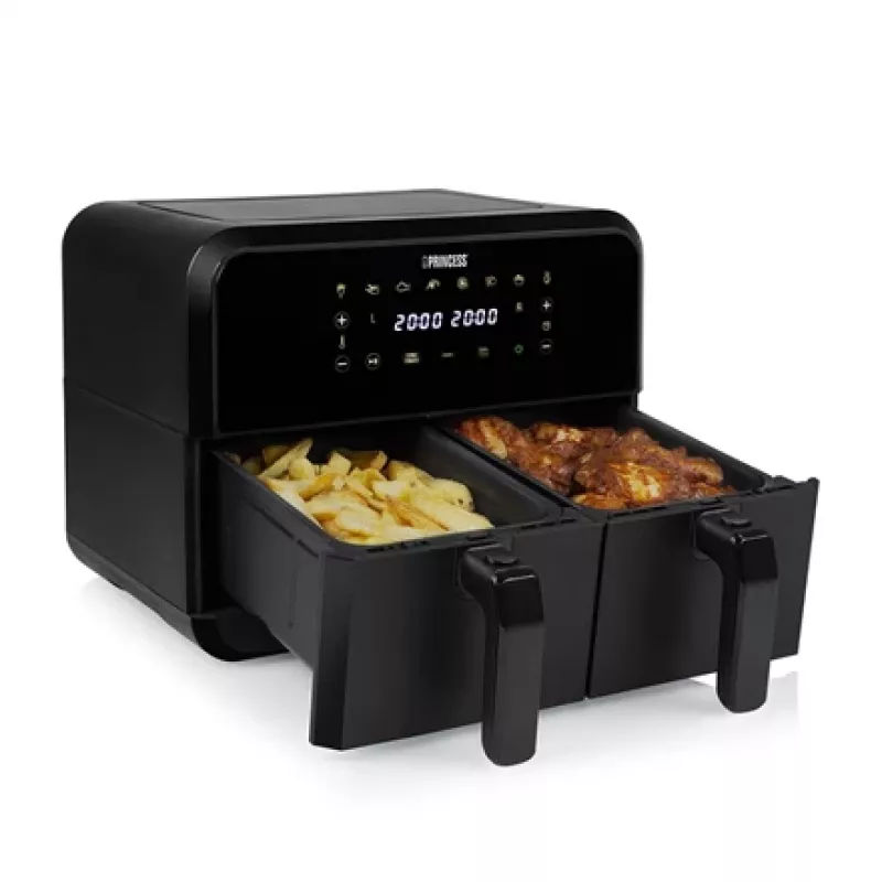Airfryer Princess 1.182068.01.001 kahekorviga kuumõhufritüür 8 L 2400 W 220 °C puutetundlik LED (must)