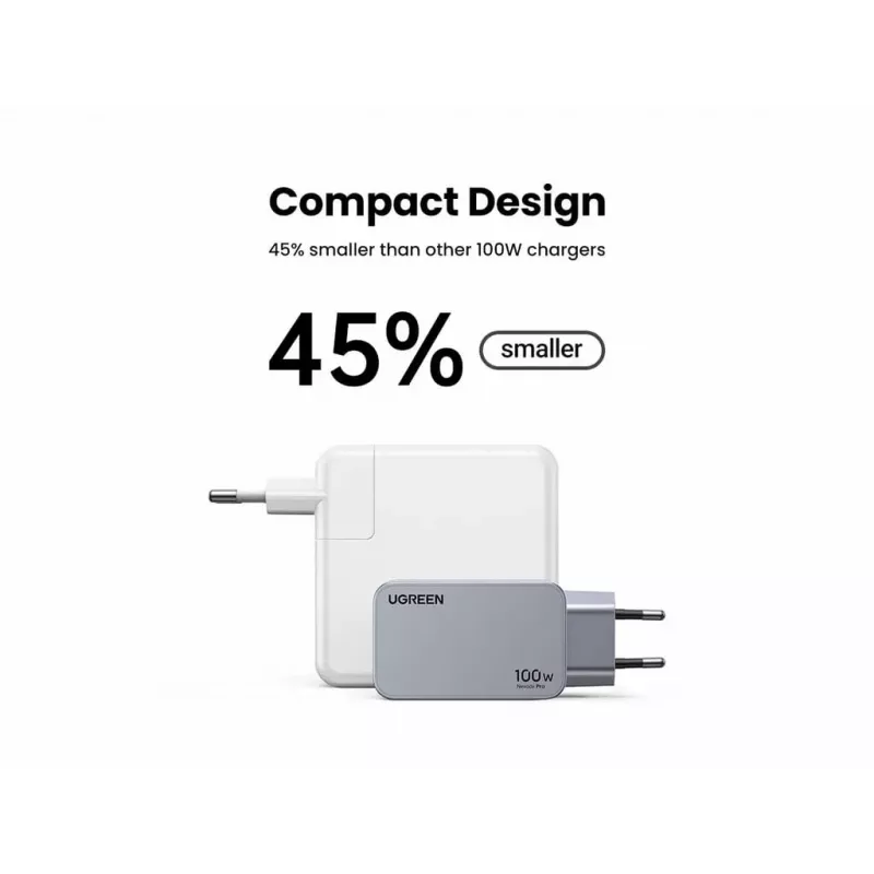 UGREEN siseruumide laadija Nexode Pro 3-pordiline GaN PD kiirlaadija 2 USB USB-C