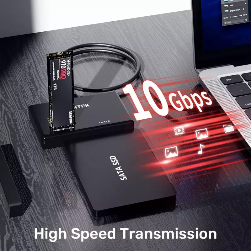 SSD korpus UNITEK S1232A01-EU must M.2/2,5-tolline/3,5-tolline 10 Gbit/s