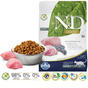 FARMINA N&D Prime Cat Lamb and Blueberry Adult - kuiv kassitoit - 300 g