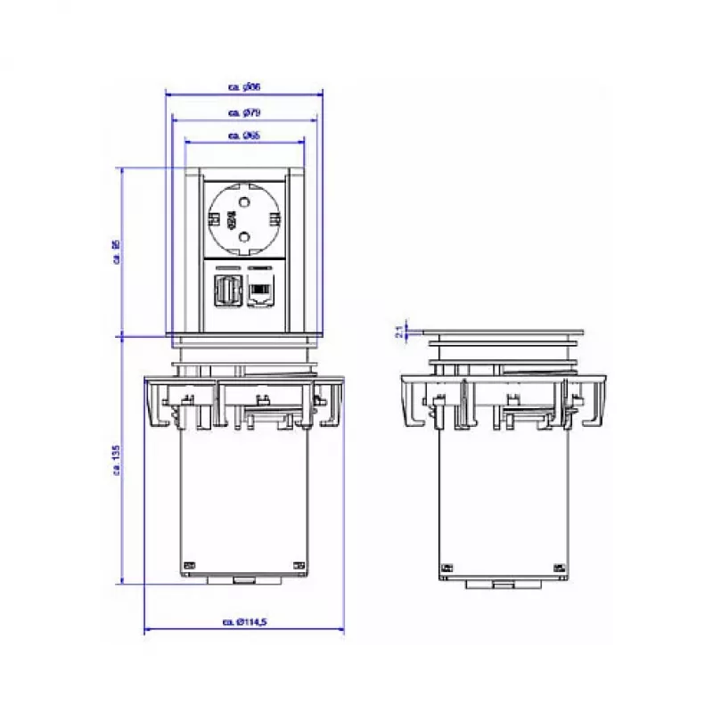 Elevator 1xkaitsekontakt 1xCAT6 1xUSB3.0 - Tarvikud Toiteplokk