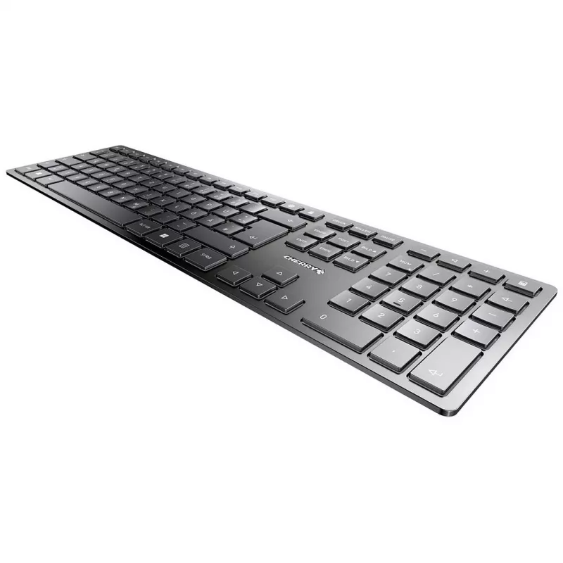 Juhtmevaba klaviatuur Cherry KW 9100 õhuke Portugal Must — 2,4 GHz ja Bluetooth, portugali QWERTY paigutus