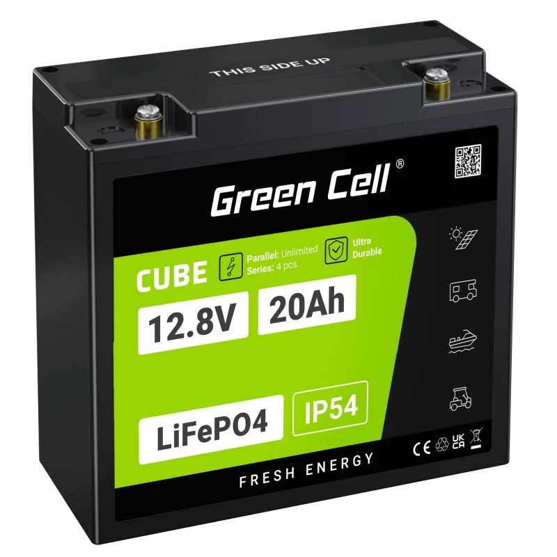 UPS aku roheline Cell GC-LFPGC12V20AH liitiumraudfosfaat 12,8 V 20 Ah, 256 Wh, 185x80x170 mm, 3 kg