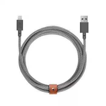 USB-A – Lightning kaabel native union Belt kaabel XL 3 m must valge