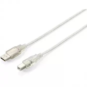 Equip - USB-kaabel - USB (M) to USB Type B (M) - USB2.0 - 5,0m - Läbipaistev hõbedane (128652)