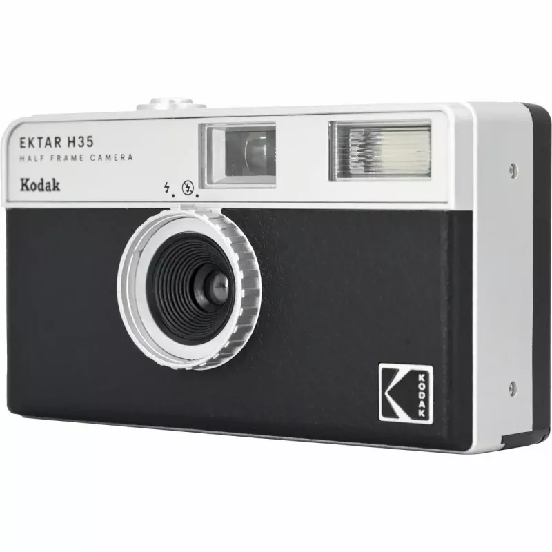 35mm filmikaamera Kodak Ektar H35 must — kompaktne point-and-shoot, fikseeritud objektiiv, filmiformaat 35mm