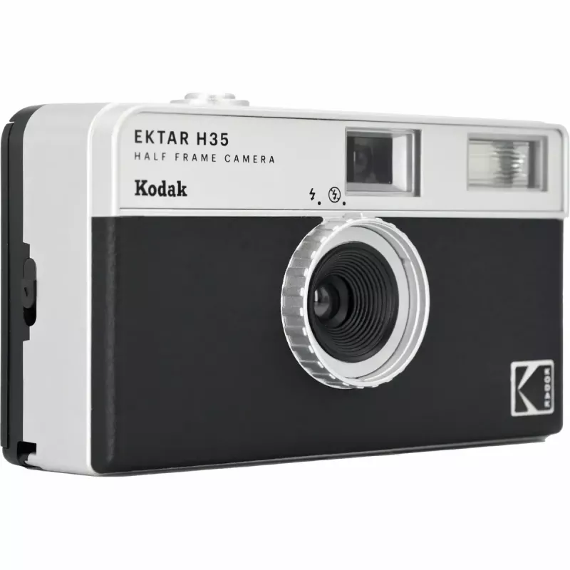 35mm filmikaamera Kodak Ektar H35 must — kompaktne point-and-shoot, fikseeritud objektiiv, filmiformaat 35mm