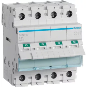 Kaitselüliti Hager SBN463 — 63 A, mähise pinge kuni 440 V, 4 moodulit, IP20