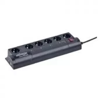 Gembird EG-PMS2 programmeeritav liigpingekaitsega pikendusjuhe, 6 pistikupesa, must, turvapistik, 1 tk