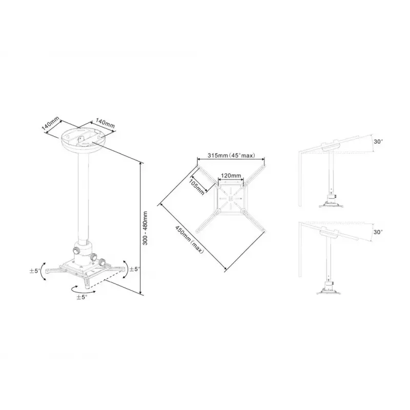 Laekinnitus Multibrackets M Universal Projector 300-480 koos peenhäälestusega