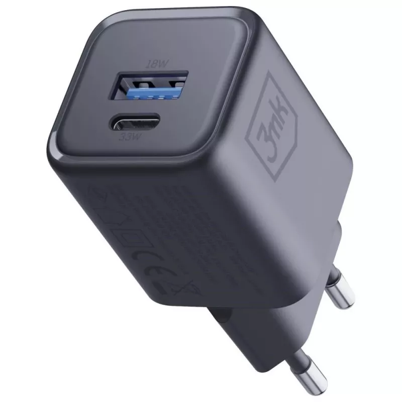 Laadija 3MK Hyper Charger PD 33W GaN QC4+ must — 33W PD kiirlaadija GaN-tehnoloogiaga