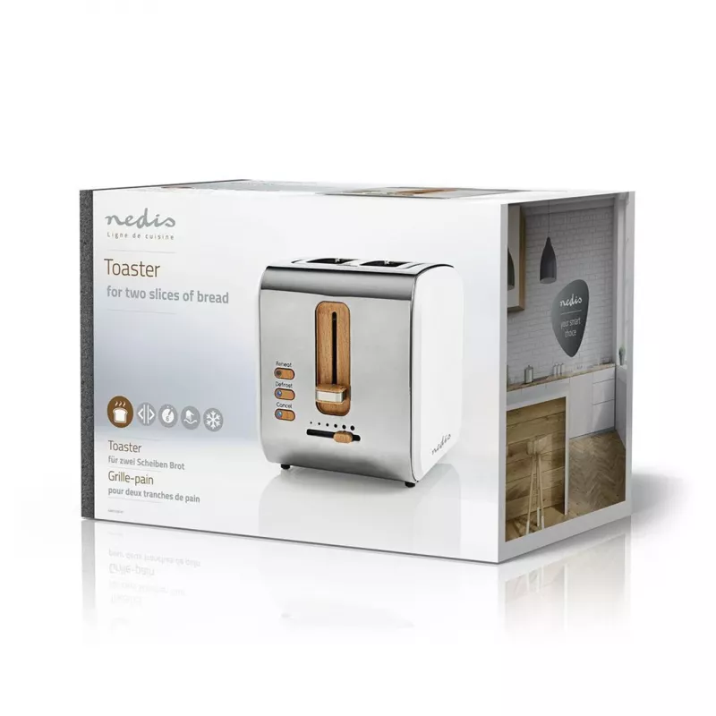 Röster Nedis KABT510EWT — 2 viilu, roostevabast terasest korpus, 900 W, valge