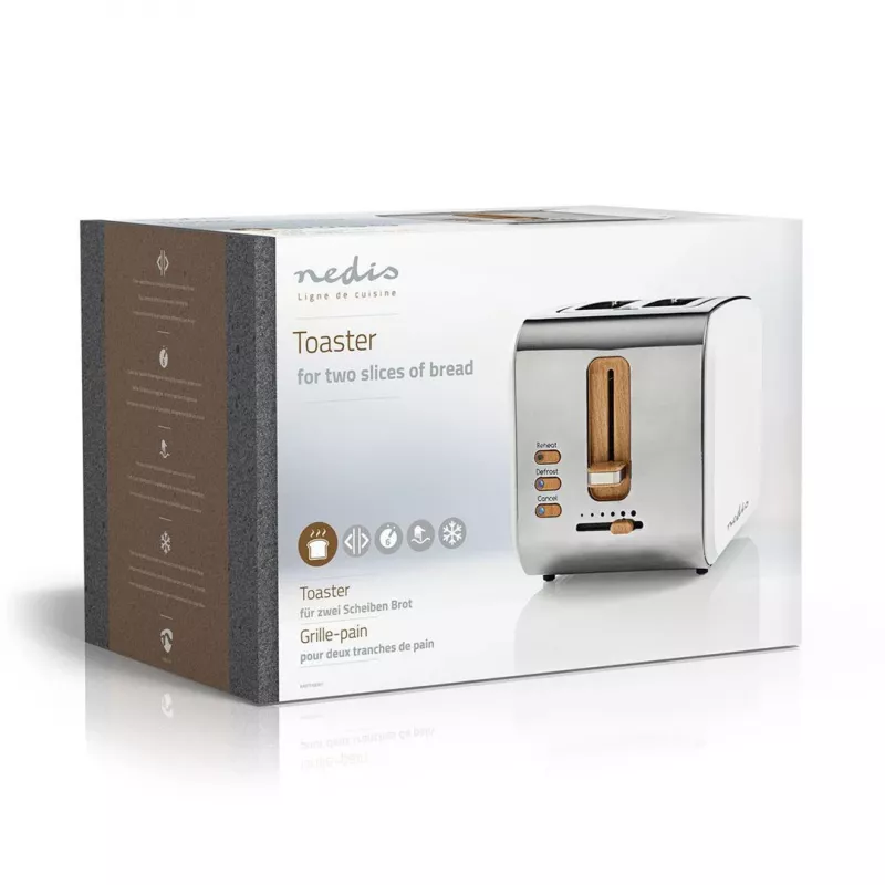 Röster Nedis KABT510EWT — 2 viilu, roostevabast terasest korpus, 900 W, valge