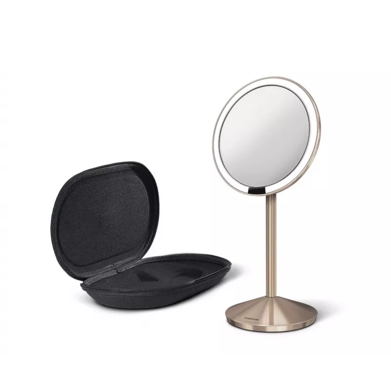simplehuman Kokkupandav sensoriga peegel, 12 cm, laetav, roostevaba teras, rooskuld