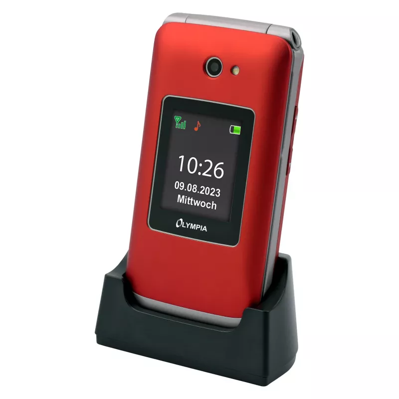 Flip-telefon Olympia VITUS 4G — 2,8-tolline (7,11 cm) LCD, Bluetooth, FM-raadio, 147 g, punane