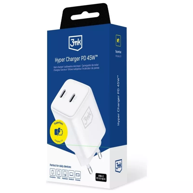 3MK Laadija Hyper Charger PD 45W GaN QC4+ PPS — USB-C kiirlaadija 45W
