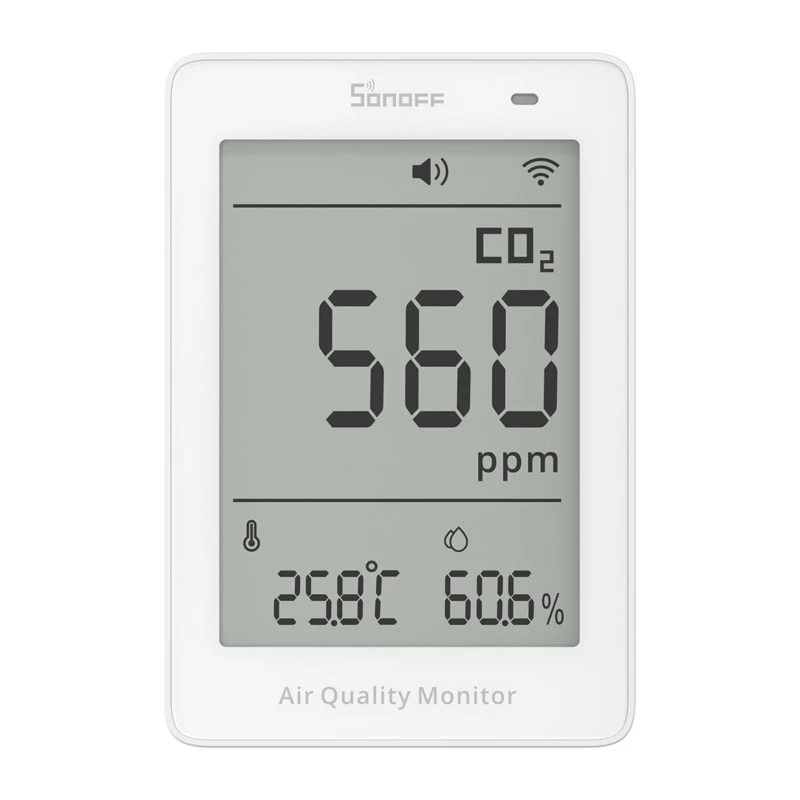 Sonoff AirGuard CO2 SAWF-08P WiFi LCD õhukvaliteedi mõõtur