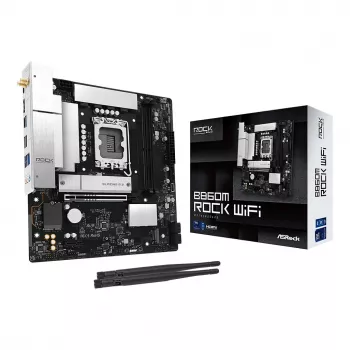 Emaplaat ASRock B860M Rock WiFi (mATX, Intel LGA 1851, DDR5, HDMI, DisplayPort)