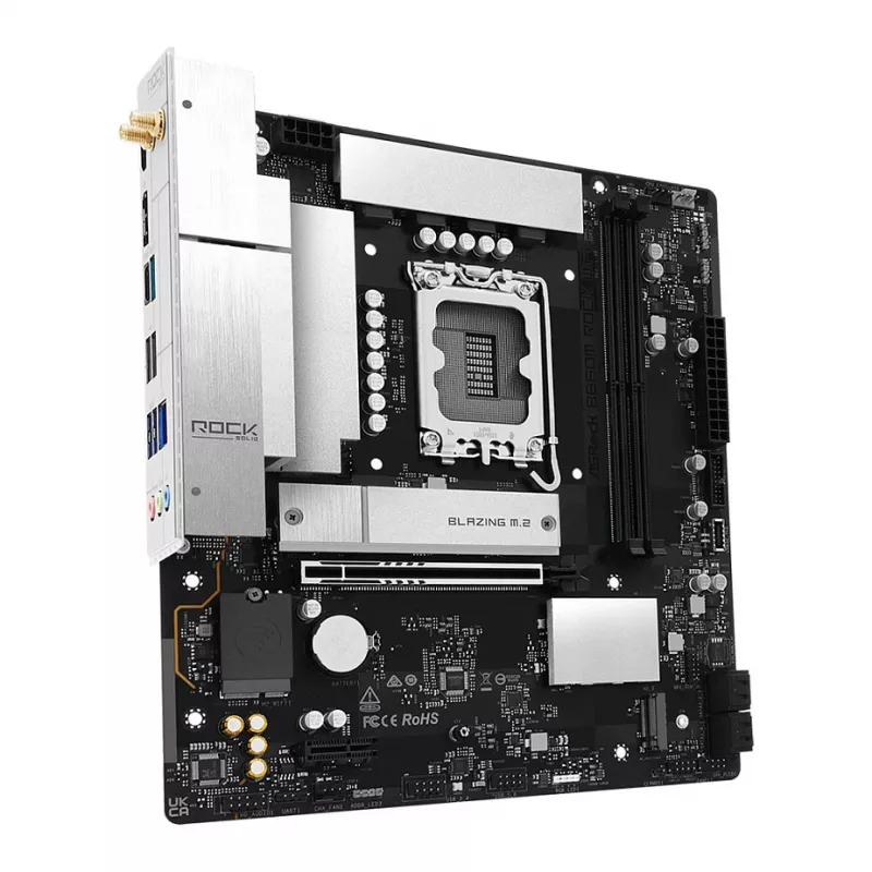 Emaplaat ASRock B860M Rock WiFi (mATX, Intel LGA 1851, DDR5, HDMI, DisplayPort)