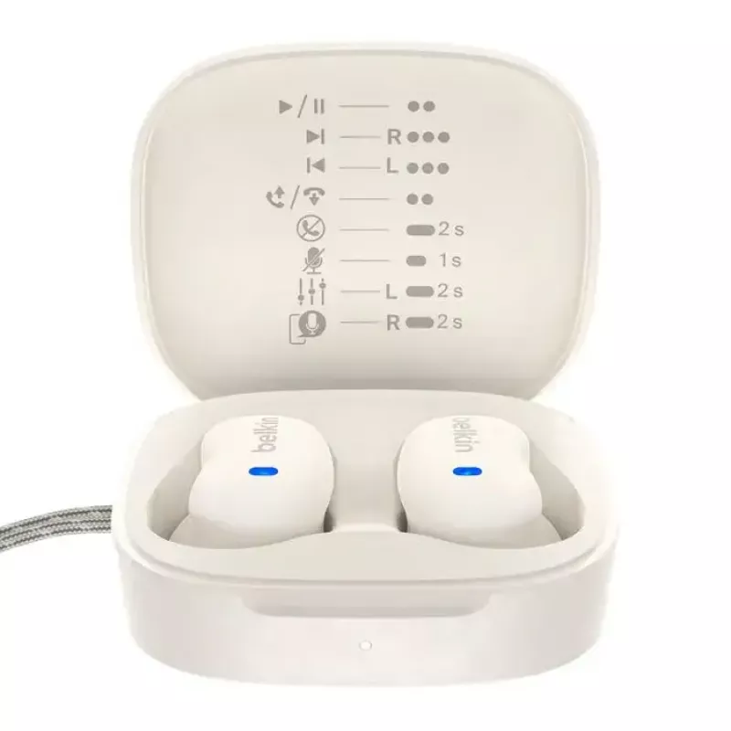 Peakomplekt Belkin SoundForm Anywhere — Kõrvasisene juhtmega ja juhtmevaba (USB-C, Bluetooth), valge, 4 g