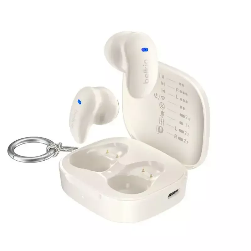 Peakomplekt Belkin SoundForm Anywhere — Kõrvasisene juhtmega ja juhtmevaba (USB-C, Bluetooth), valge, 4 g