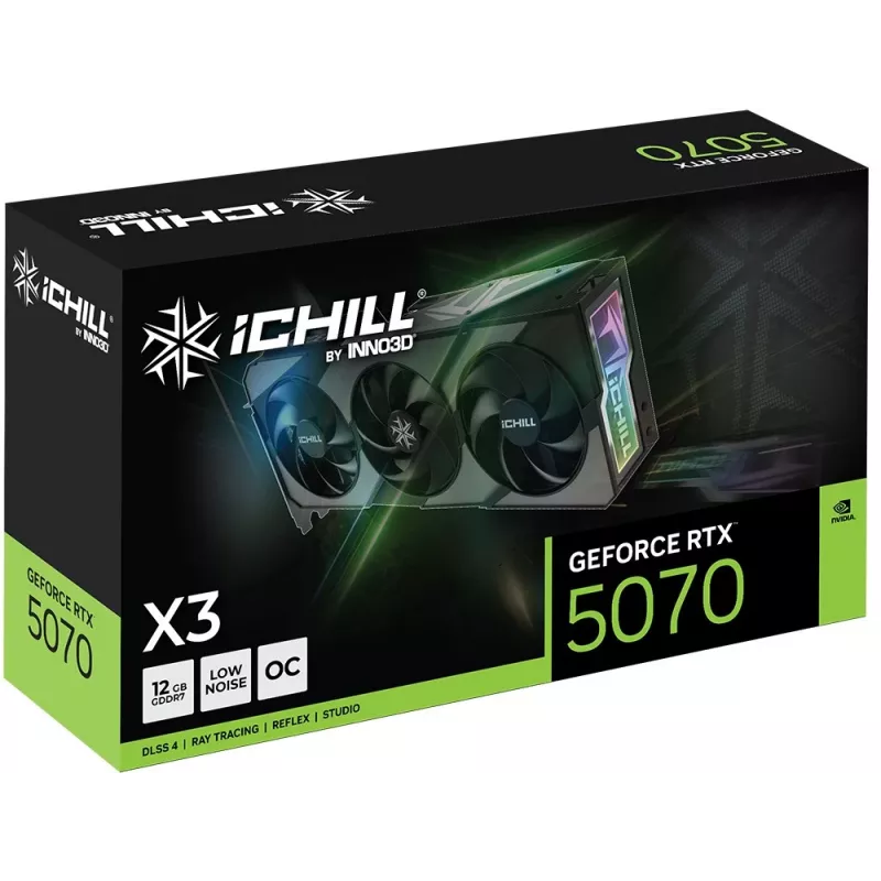 Graafikakaart Inno3D iChill GeForce RTX 5070 X3 — 12 GB GDDR7, 192-bitine, PCIe 5.0