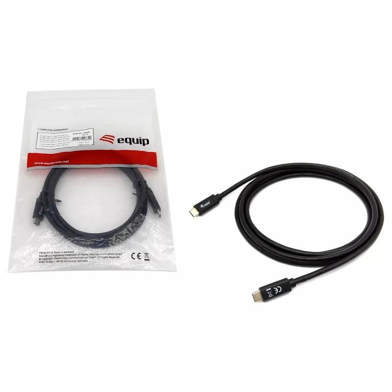 USB-C kuni USB-C kaabel EQUIP 128348, USB 3.2 Gen 1 (5 Gbit/s), PD 60 W, 0,5 m, must