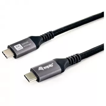 USB4 Gen3x2 C–C kaabel EQUIP 128380, 0,5 m, PD 3.1 240 W, 40 Gbps, 8K/60 Hz, must