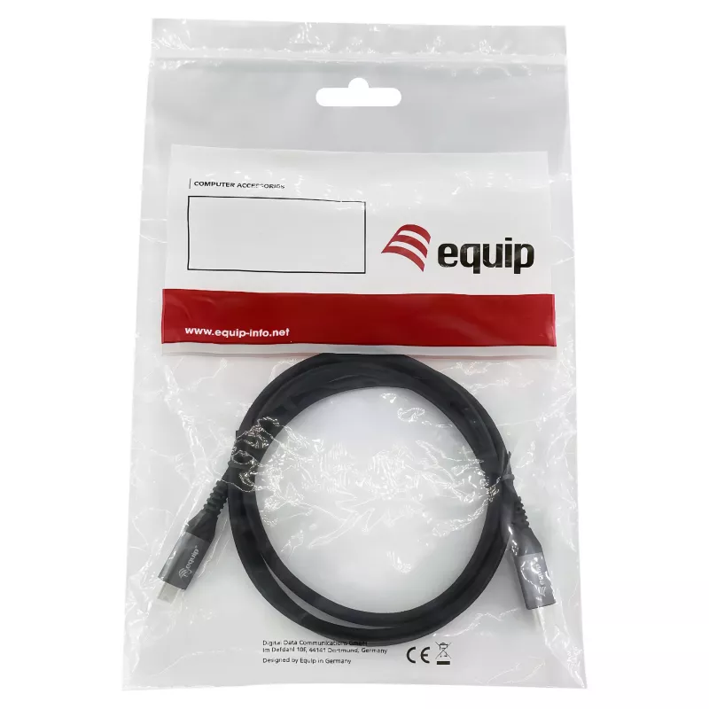 USB4 Gen3x2 C–C kaabel EQUIP 128380, 0,5 m, PD 3.1 240 W, 40 Gbps, 8K/60 Hz, must