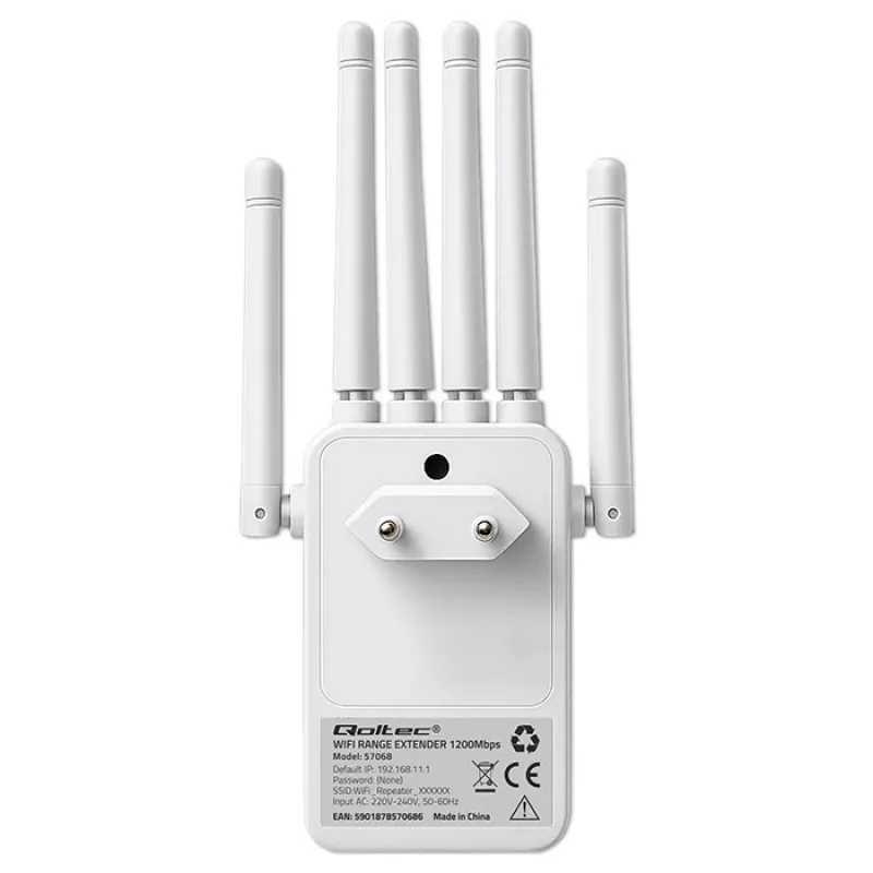 Wi‑Fi signaalivõimendi QOLTEC AC1200 – QOLTEC AC1200 kaheribaline signaalivõimendi