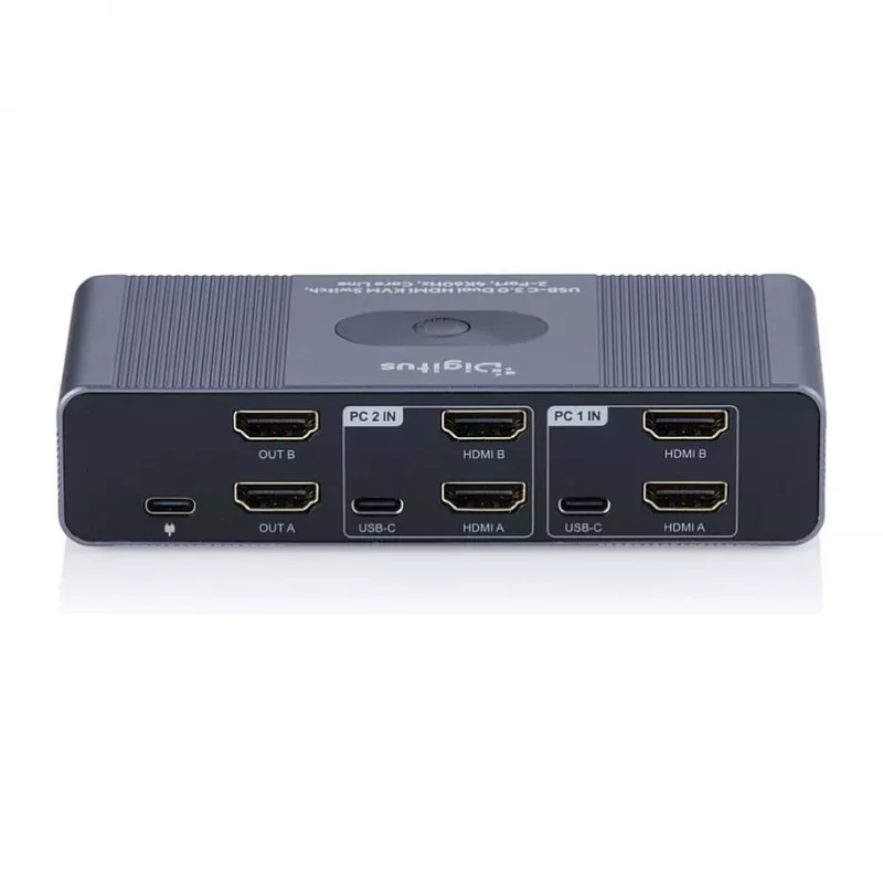 KVM-lüliti DIGITUS DS-12856 USB-C/USB-A 2-pordiline kahe HDMI-ga 4K60Hz (USB 3.2 Gen 1)