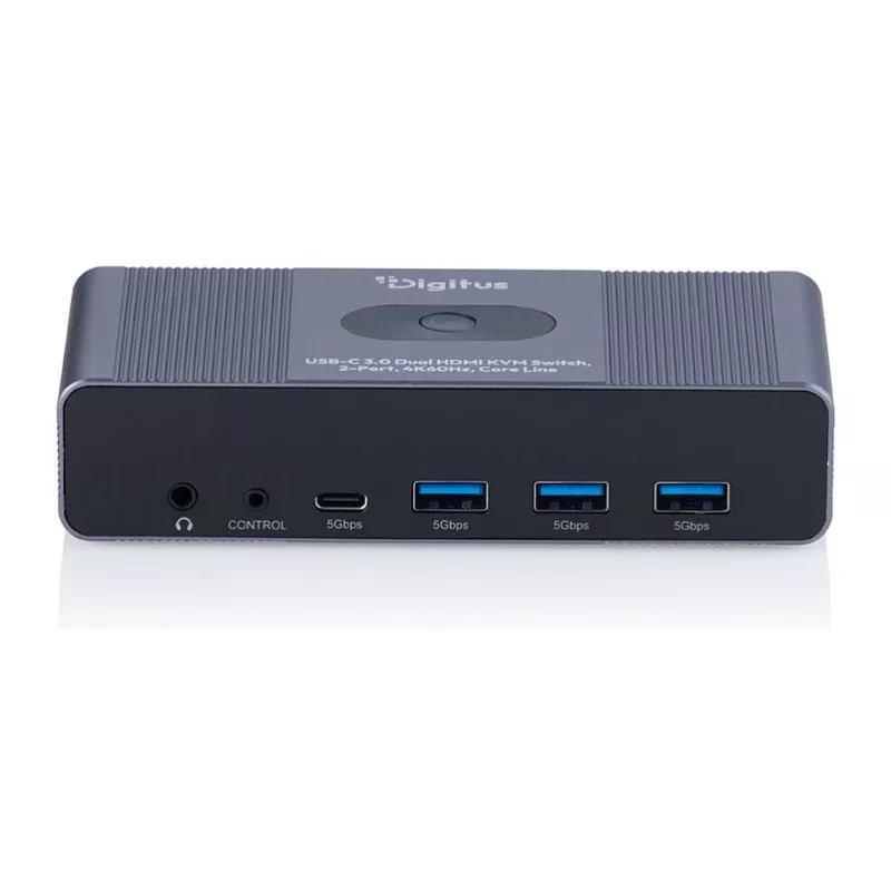 KVM-lüliti DIGITUS DS-12856 USB-C/USB-A 2-pordiline kahe HDMI-ga 4K60Hz (USB 3.2 Gen 1)