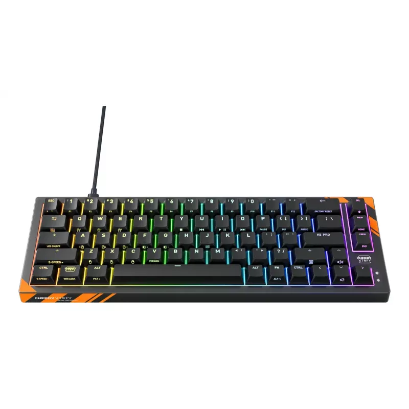 Mehaaniline mänguklaviatuur Cherry K5 Pro TMR Compact — 65% QWERTY US, juhtmega USB, RGB, must/oranž
