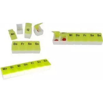Tabletikarp 7 päeva, first aid only, plastist valge/roheline 7 eemaldatava lahtriga, BPA-vaba
