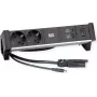 Toitemoodul Bachmann DESK2 ALU Must — lauaarvuti pistikupesa plokk 2x CEE7/3 pistikupesaga, 1,0 m kaabel, 1x USB-laadija 22W