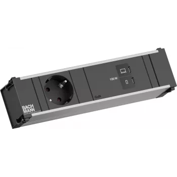 Bachmann CONI BM0023770 sisseehitatav moodul 1x CEE7/3-pistikupesa 1x USB-C/C 100W must L=0,2m