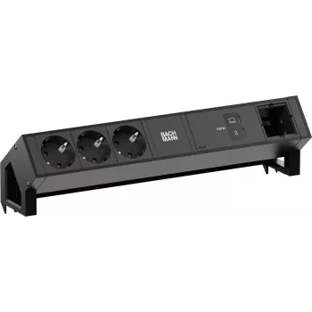 Toitemoodul Bachmann DESK2 3x Schuko (CEE 7/3), 1x USB-C 100W ja 1x kaablikinnitusega pistik, RAL9005
