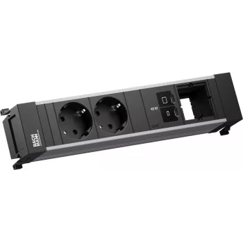 Toiteraamiga pistikupesa Bachmann BM0024207, 2x CEE7/3 pistikupesa, 1x USB-C PD 45W, 1x pistmoodul, 0,2 m kaabel