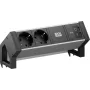 Bachmann DESK2 ALU Must töölaua ühenduspistikupesa 2x CEE7/3 1x USB-C/C 45W must RAL9005