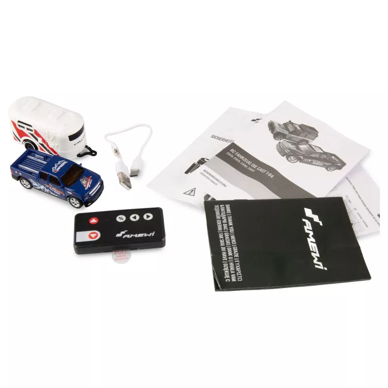 RC pikap Amewi 22680 1:64 mõõtkavas RTR koos haagisega, sinine