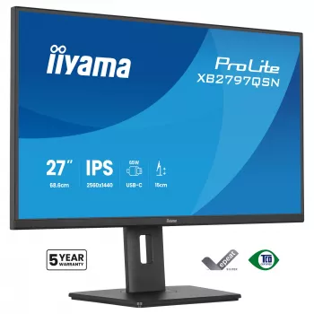 Arvutimonitor IIYAMA ProLite XB2797QSN-B1 27 tolli 2560x1440 Quad HD LCD IPS, matt, USB 3.2 jaotur, kõlarid, kõrguse reguleerimine, VESA
