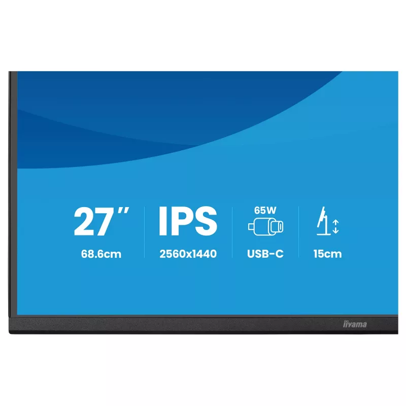 Arvutimonitor IIYAMA ProLite XB2797QSN-B1 27 tolli 2560x1440 Quad HD LCD IPS, matt, USB 3.2 jaotur, kõlarid, kõrguse reguleerimine, VESA
