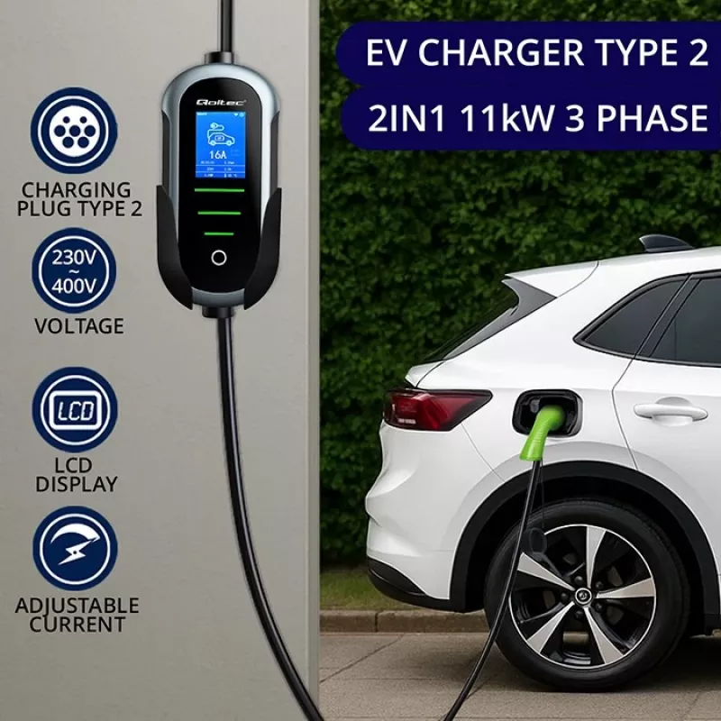 Elektriauto laadija QOLTEC 11 kW 400 V CEE 16 A WiFi-ga