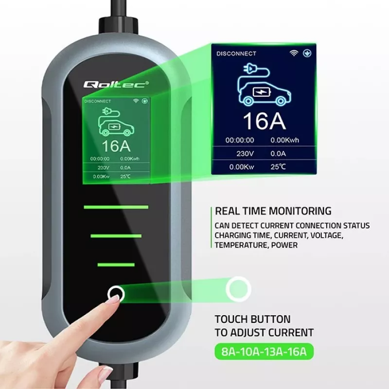 Elektriauto laadija QOLTEC 11 kW 400 V CEE 16 A WiFi-ga