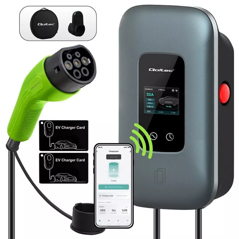 EV laadimisjaam QOLTEC 3-faasiline 22 kW 32 A WiFi-ga (mudel 52723)