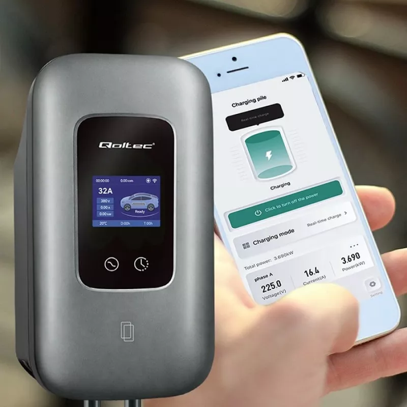 EV laadimisjaam QOLTEC 3-faasiline 22 kW 32 A WiFi-ga (mudel 52723)