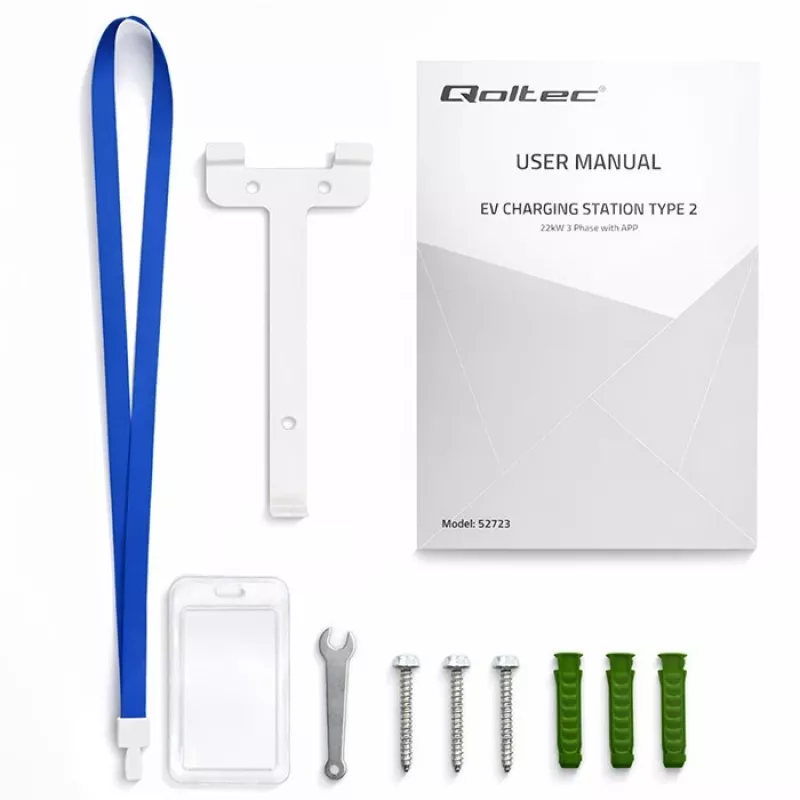 EV laadimisjaam QOLTEC 3-faasiline 22 kW 32 A WiFi-ga (mudel 52723)