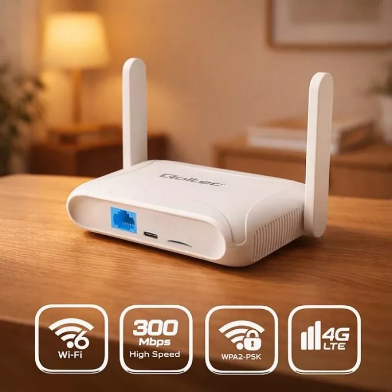 Ruuter QOLTEC 56980 — 4G LTE mobiiliruuter Wi‑Fi 6-ga